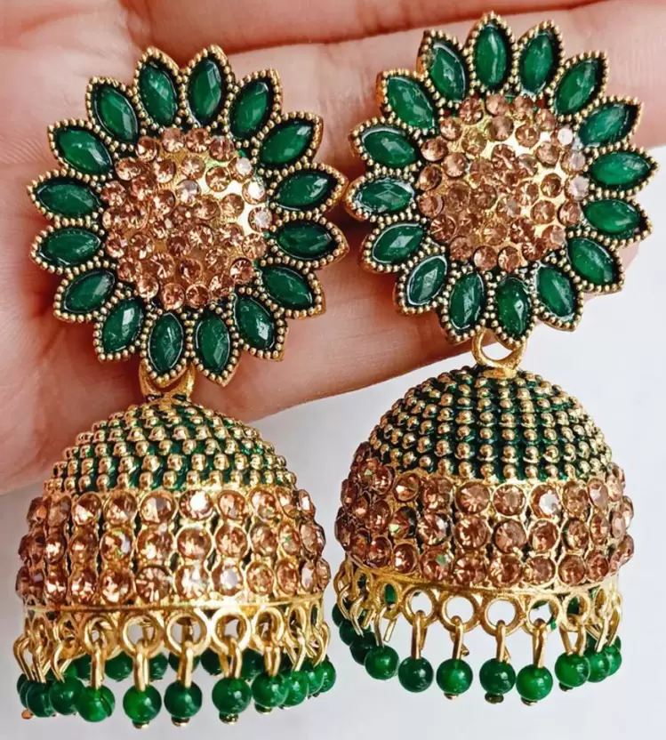 Wedding Traditional Jhumka earrings for girls women Crystal, Beads Alloy Jhumka Earring