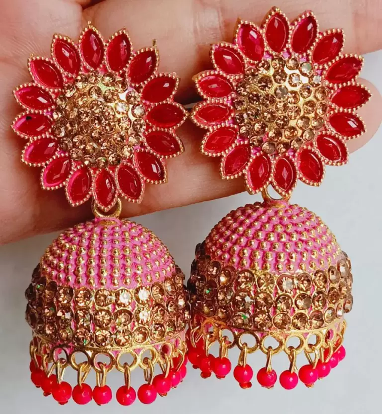 Wedding Traditional Jhumka earrings for girls women Crystal, Beads Alloy Jhumka Earring
