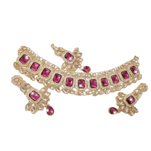 Alloy Gold-plated Red Jewel Set