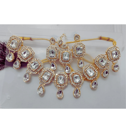 Golden (Stone) Alloy Artificial Stone Necklace Set