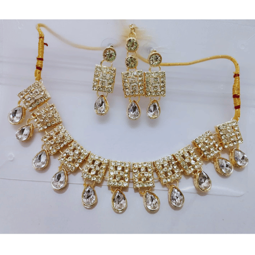 Golden (Stone) Alloy Artificial Stone Necklace Set