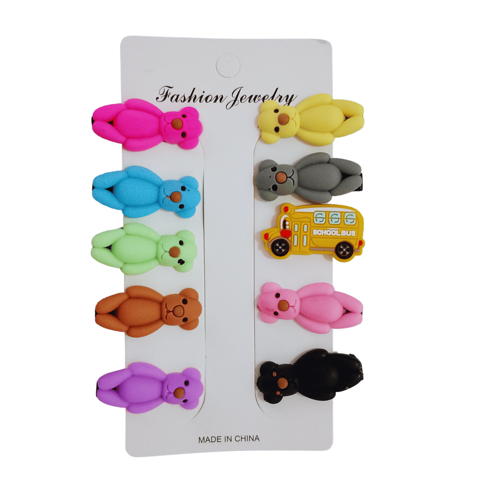 Bear Hair Clips Multi-colour Hair Clips Set Baby Hairpin For Kids pack of 10 pcs