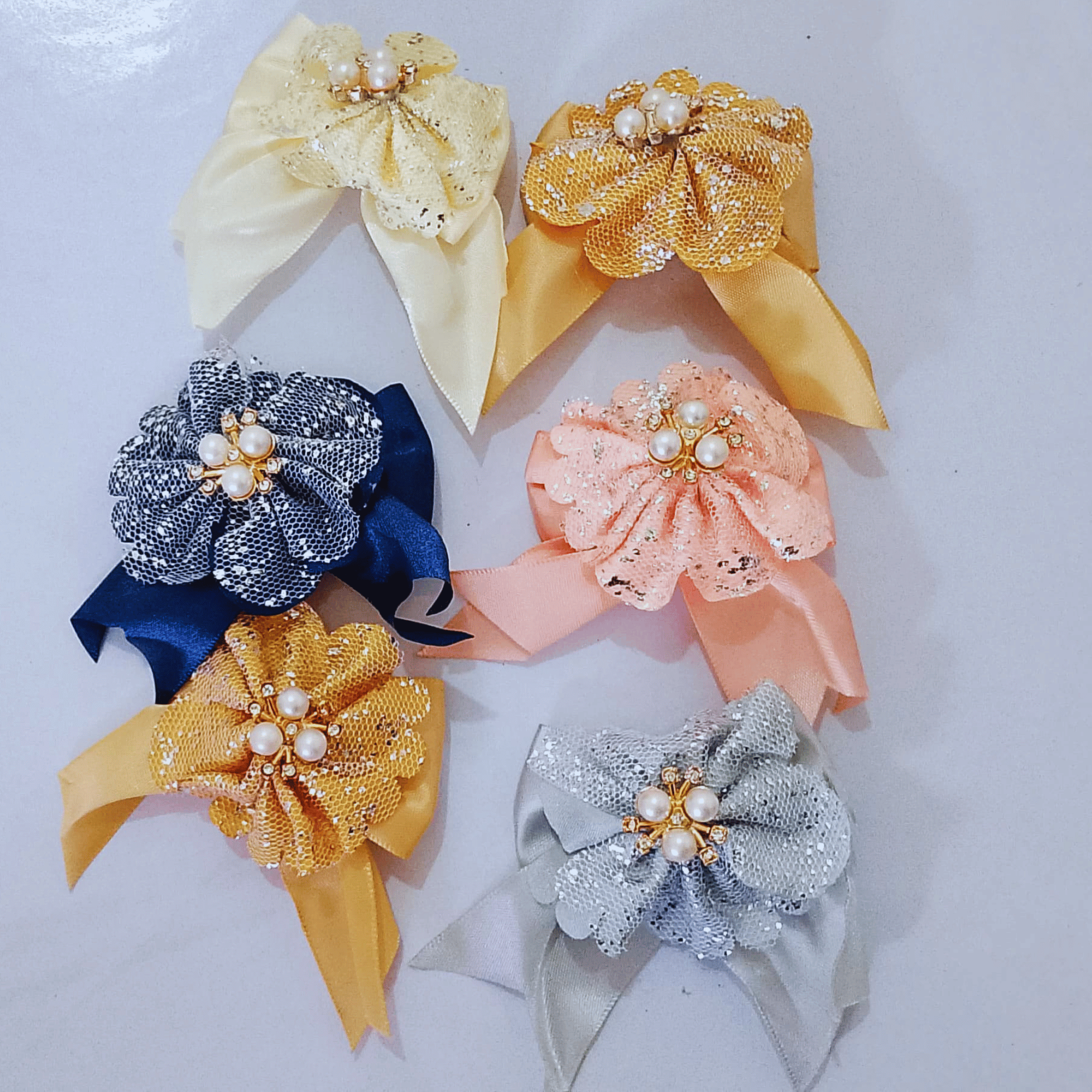 Pagya Creation, Hair Clip designer fabric hair accessories clips Pack of 4 (Multicolour)