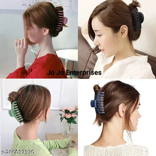 Big Claw Clips 4 Inch Nonslip Hair Clip Banana Large matte rubber for Women and Girls Think Curly Hair French Design Accessories ( pack of 3)