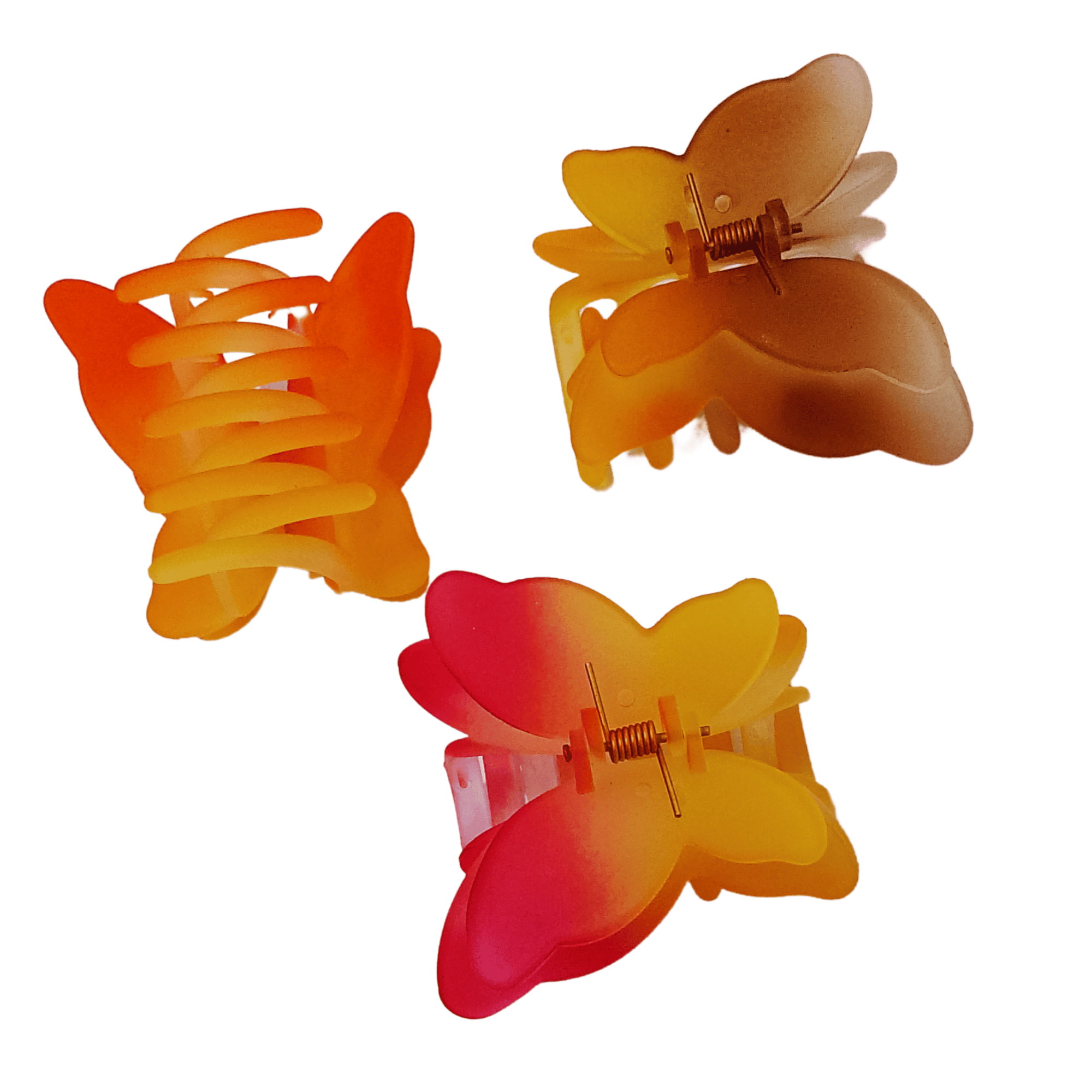 Pack of 3 Multicolored Double Shade Butterfly Claw Clips for Teens and Women"