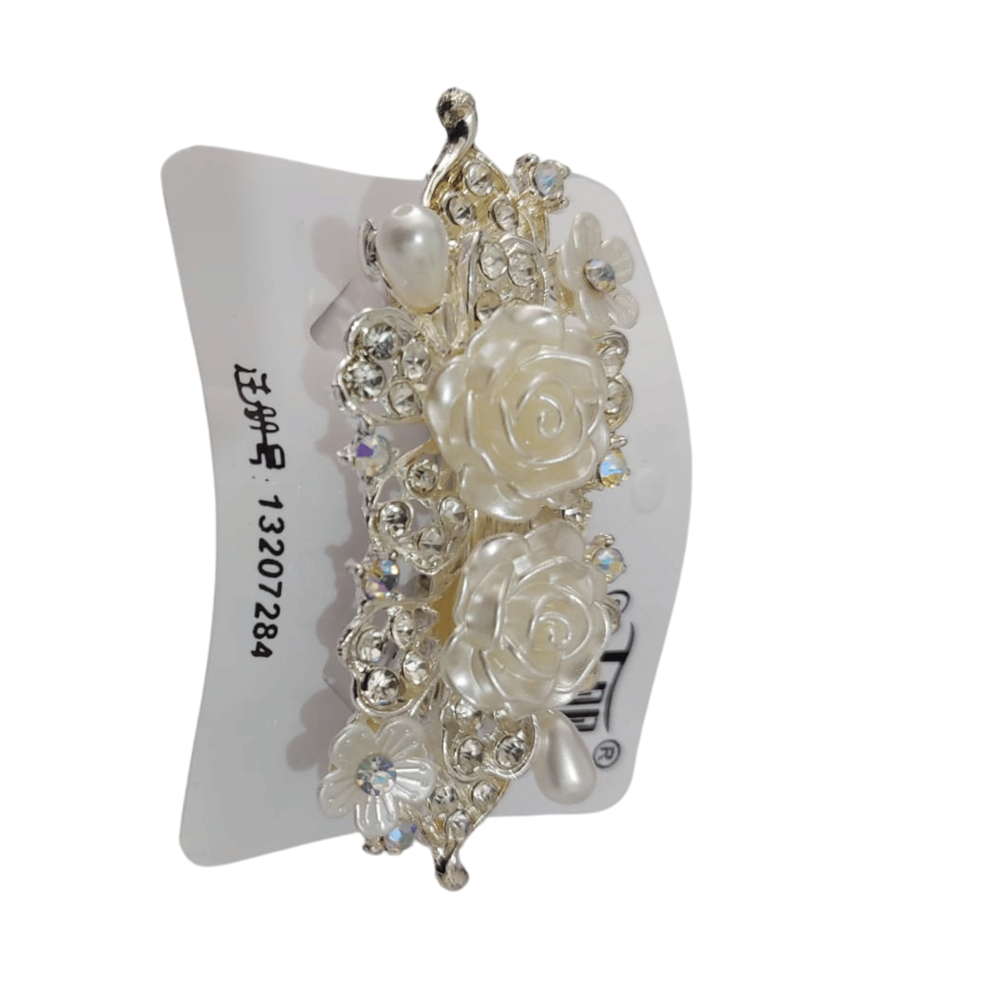 Flower Pearl and Stones center clip