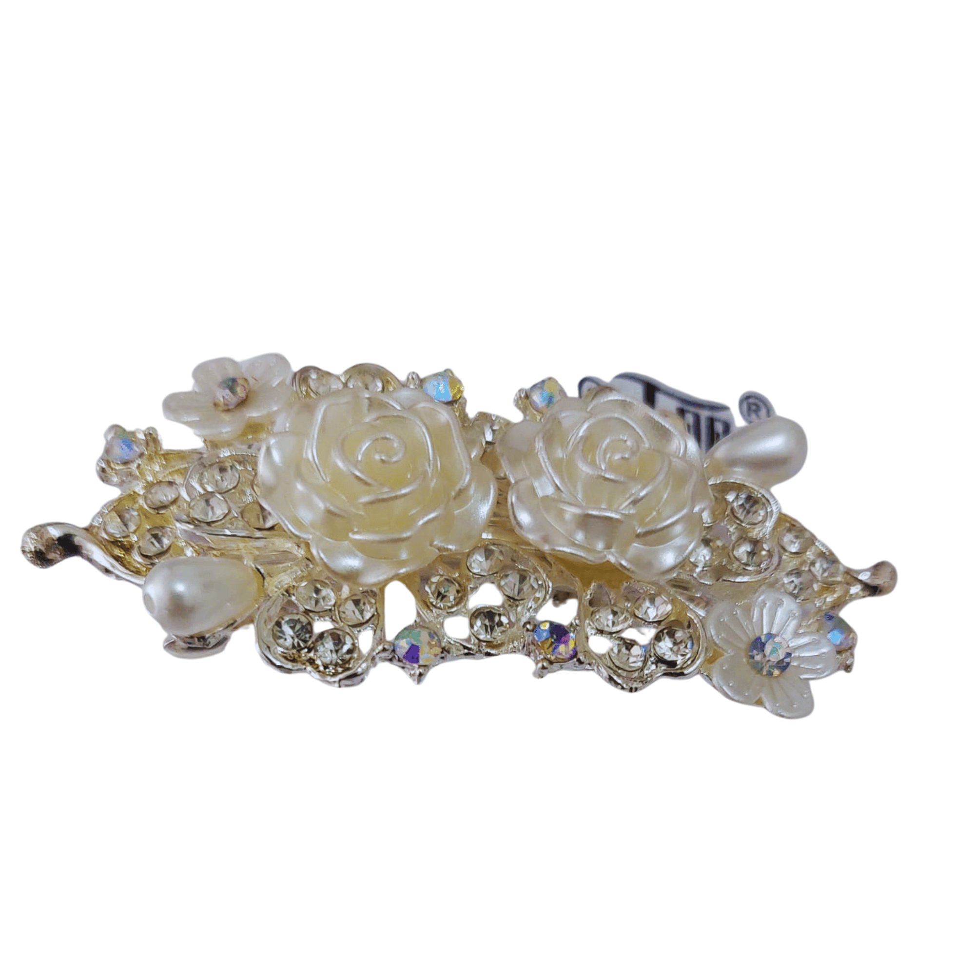 Flower Pearl and Stones center clip