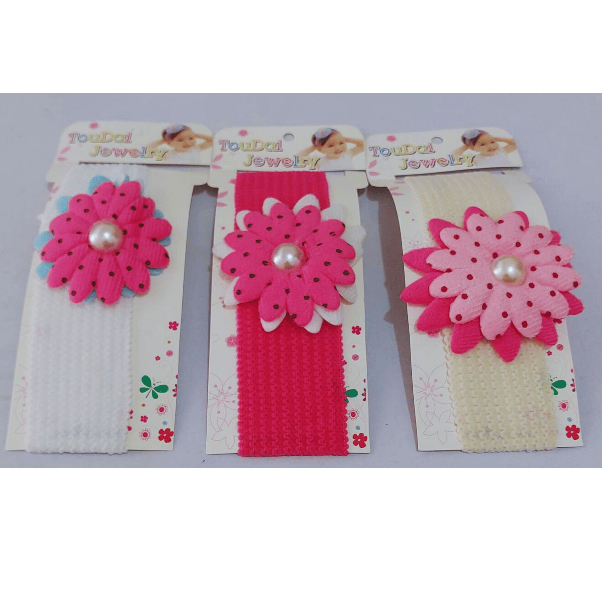 Pack of 3 Retail Multicolored Baby Girl Kids Headbands Elastic Hair Band for Kids Head Band (Multicolor)