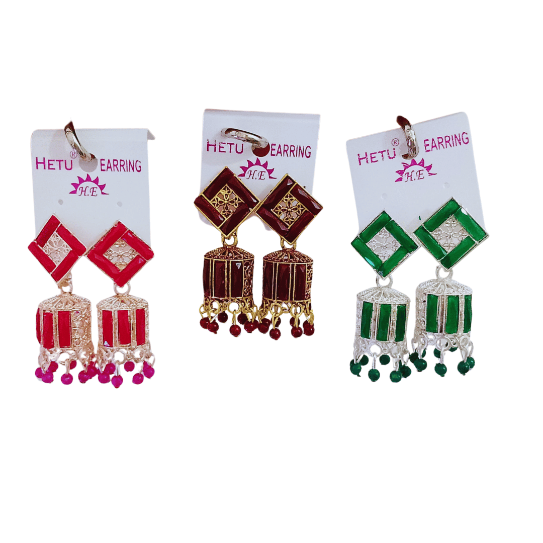 Colorful Block Earrings 3 different Pcs
