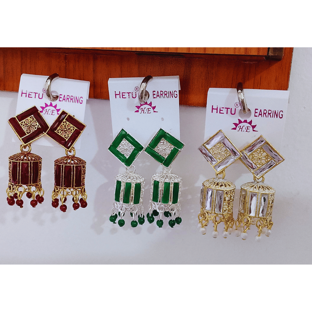 Colorful Block Earrings 3 different Pcs