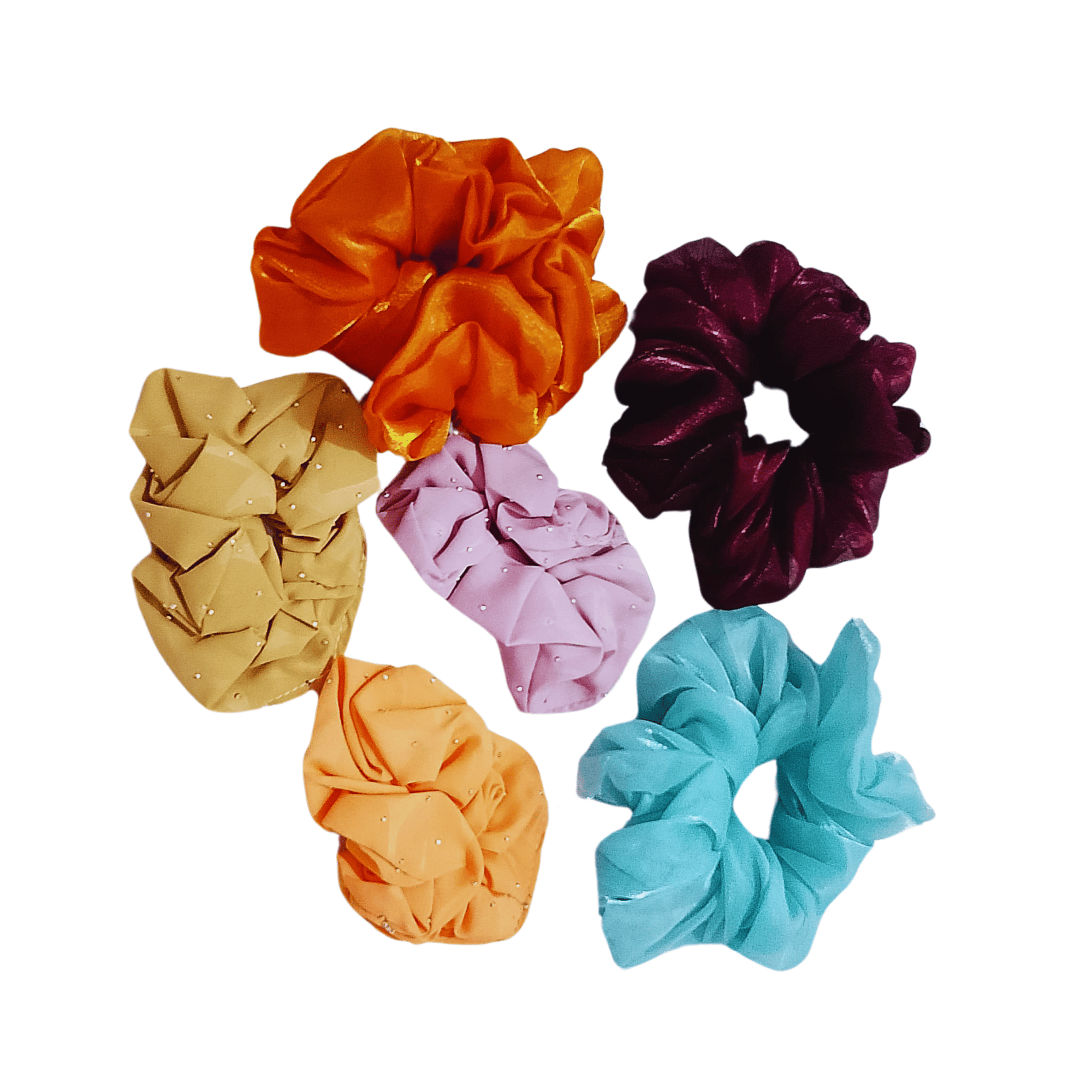  SCRUNCHIES HAIR RUBBER WITH A CLASSY LOOK PACK OF 6 PCS