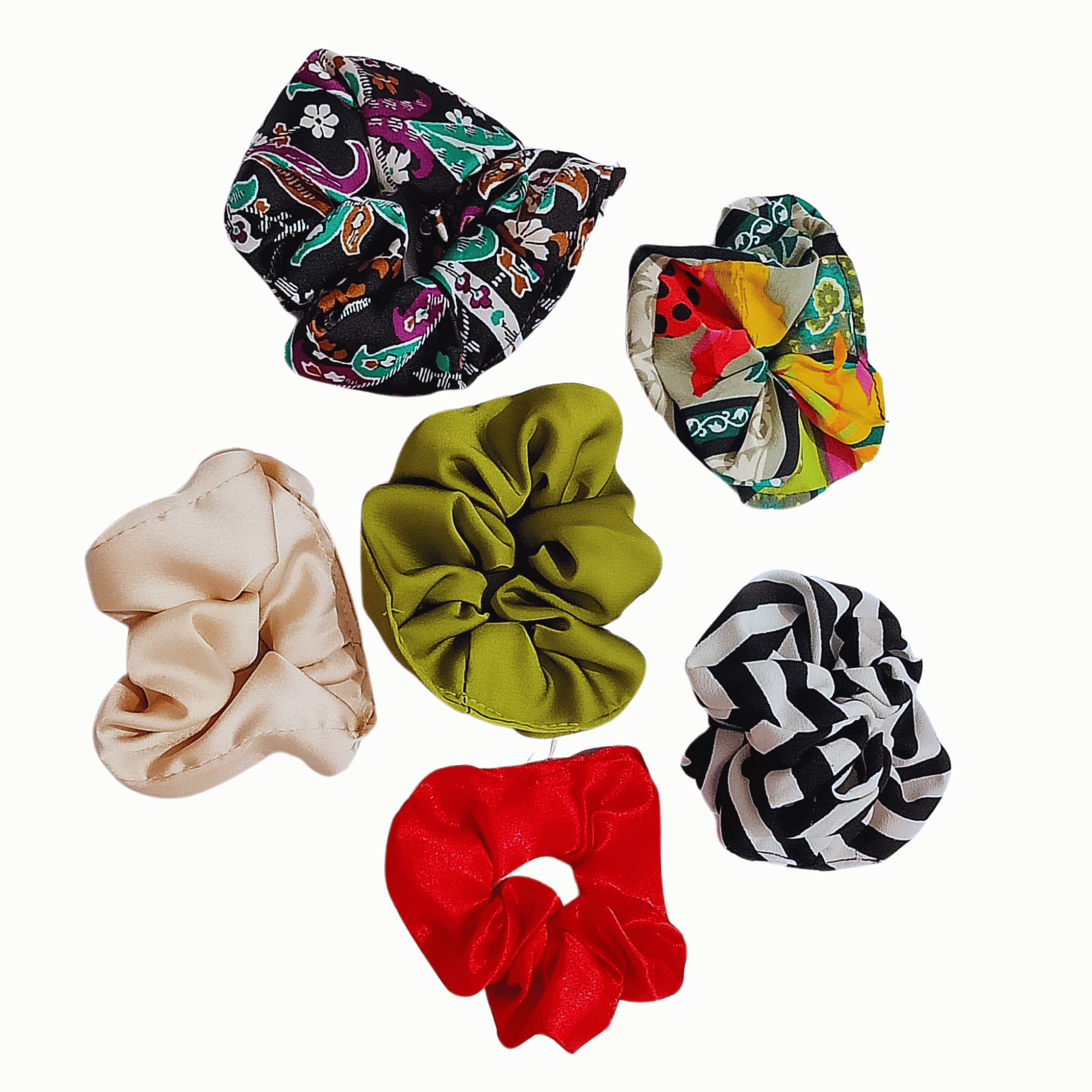 PURE SILK SCRUNCHIES HAIR RUBBER WITH A CLASSY LOOK PACK OF 6