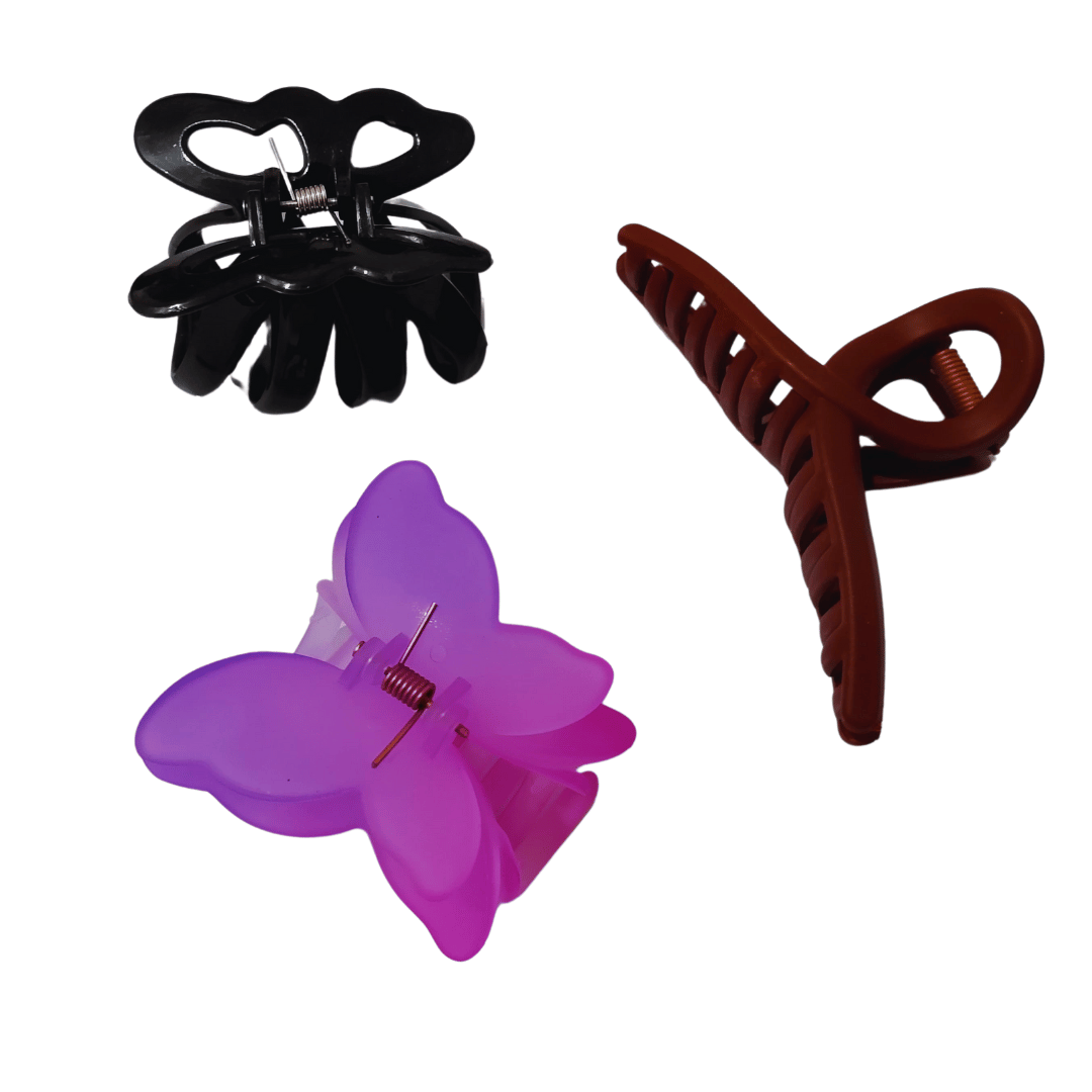 Set Of 3 (Random Colours) Hair Clutcher Combo Hair Claw  (Multicolor)