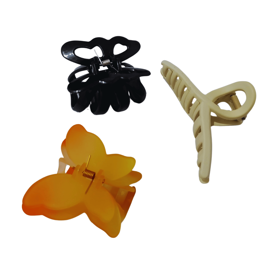 Set Of 3 (Random Colours) Hair Clutcher Combo Hair Claw  (Multicolor)