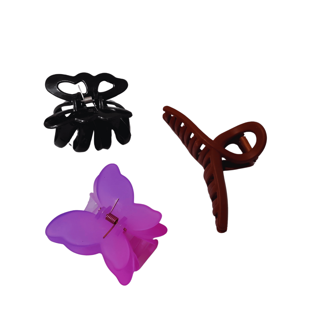 Set Of 3 (Random Colours) Hair Clutcher Combo Hair Claw  (Multicolor)