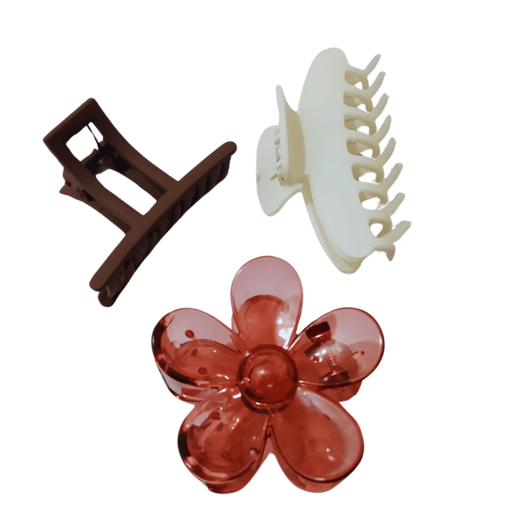  Set Of 3 (Random Colours) Hair Clutcher Combo Hair Claw  (Multicolor)