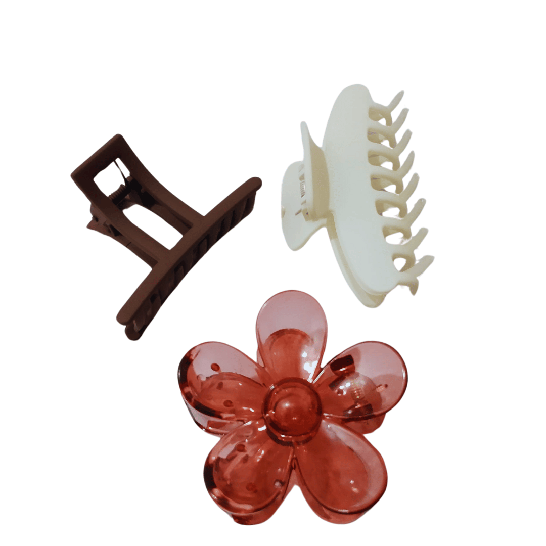  Set Of 3 (Random Colours) Hair Clutcher Combo Hair Claw  (Multicolor)