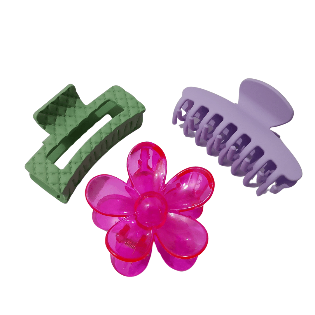  Set Of 3 (Random Colours) Hair Clutcher Combo Hair Claw  (Multicolor)