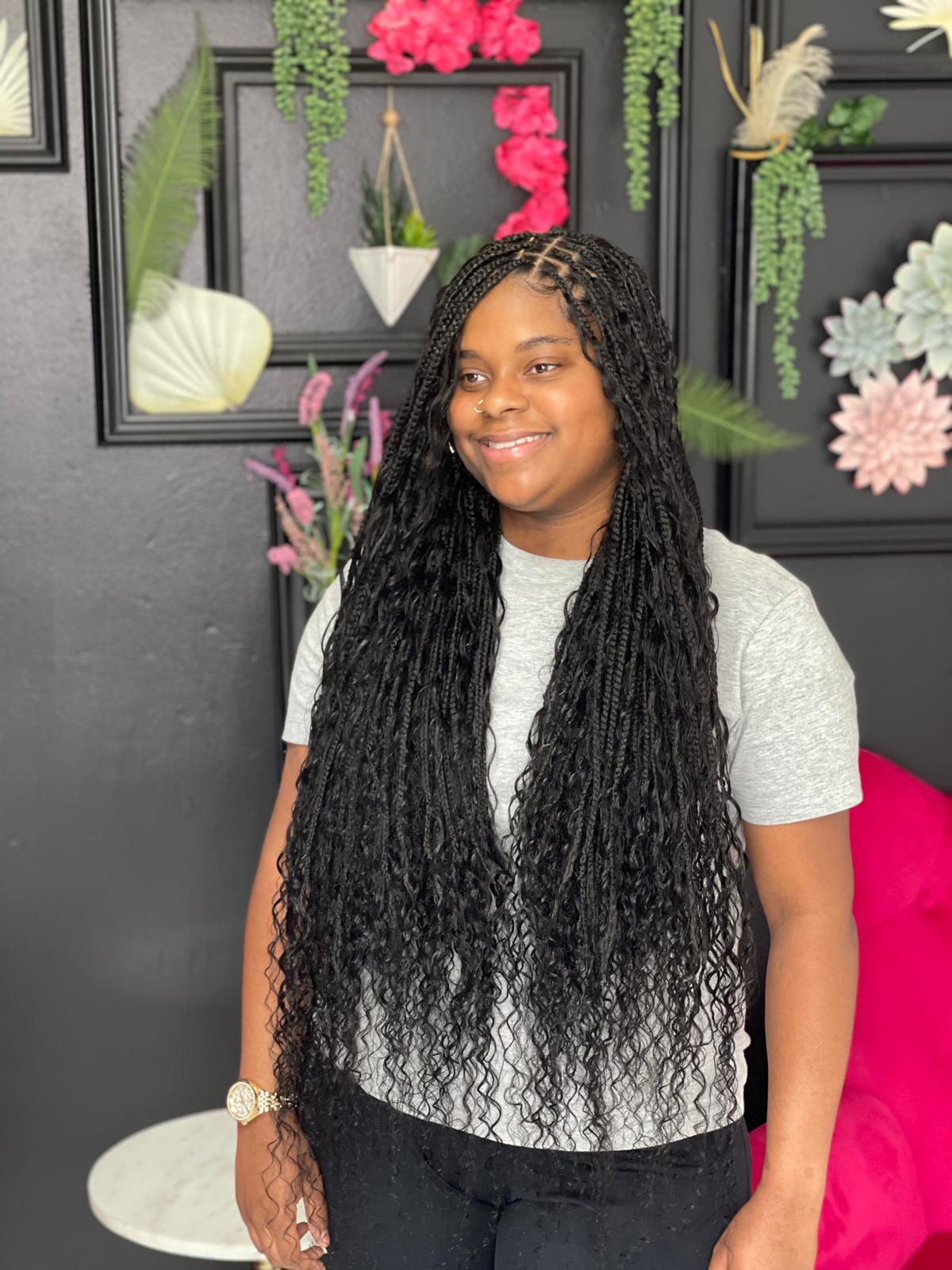 Small/medium boho knotless braids