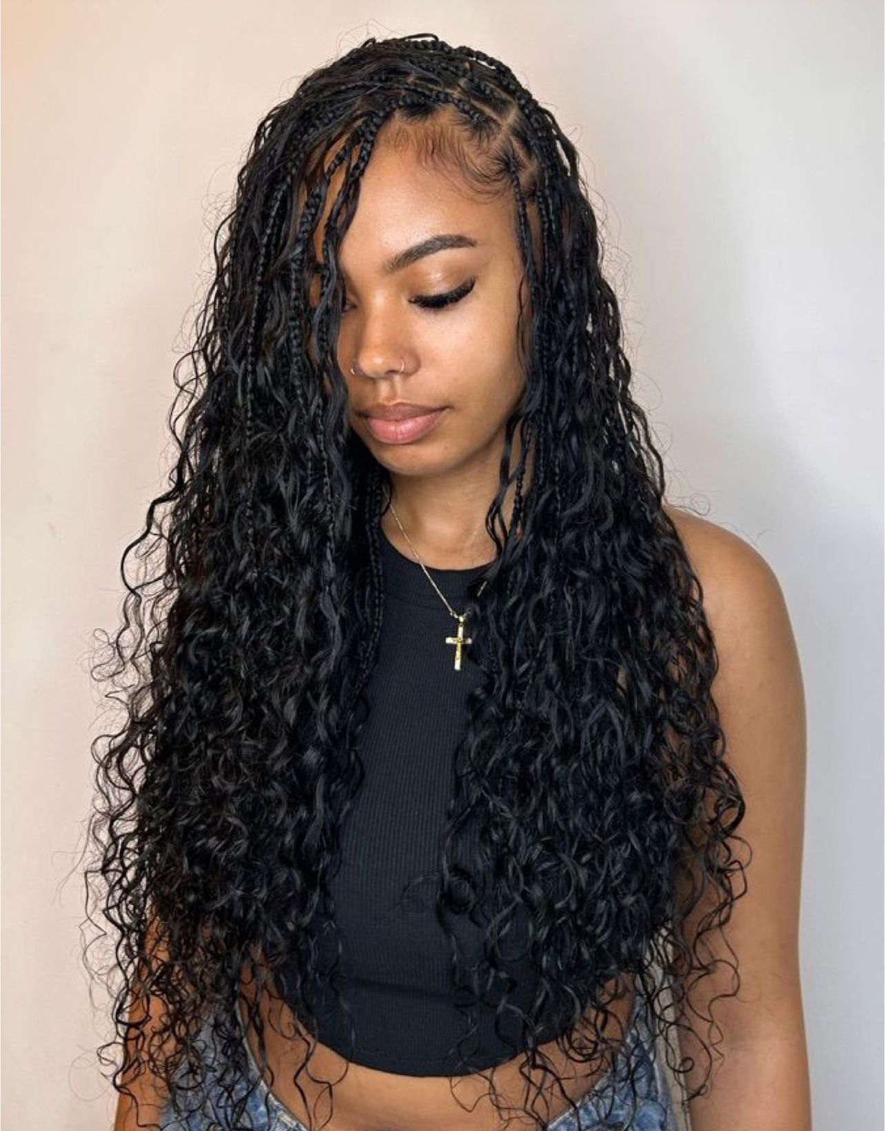 Medium mid back bohemian braids