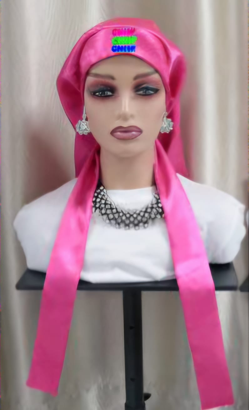 Beauty by Alice Long Satin Bonnet (Pink & Hot Pink)