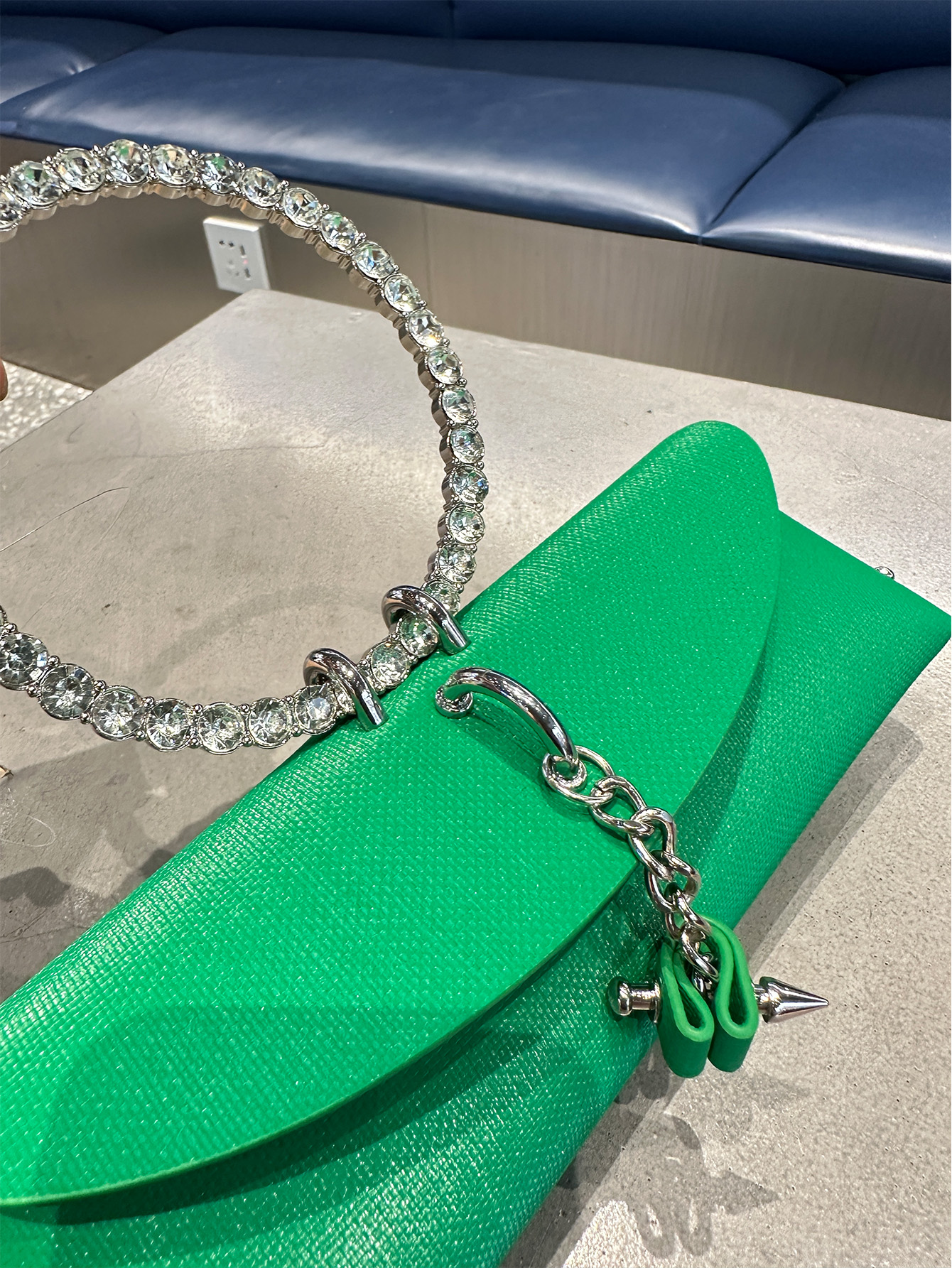 2025 Luxury PU Leather Women's Clutch Bag Handmade Rhinestone Stone Metal Ring Handle Evening Bag
