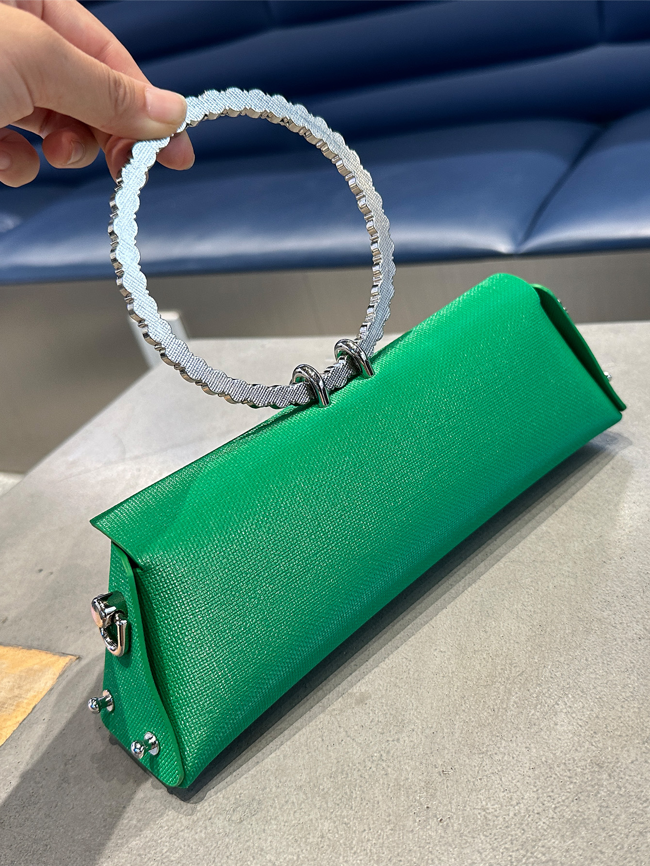 2025 Luxury PU Leather Women's Clutch Bag Handmade Rhinestone Stone Metal Ring Handle Evening Bag