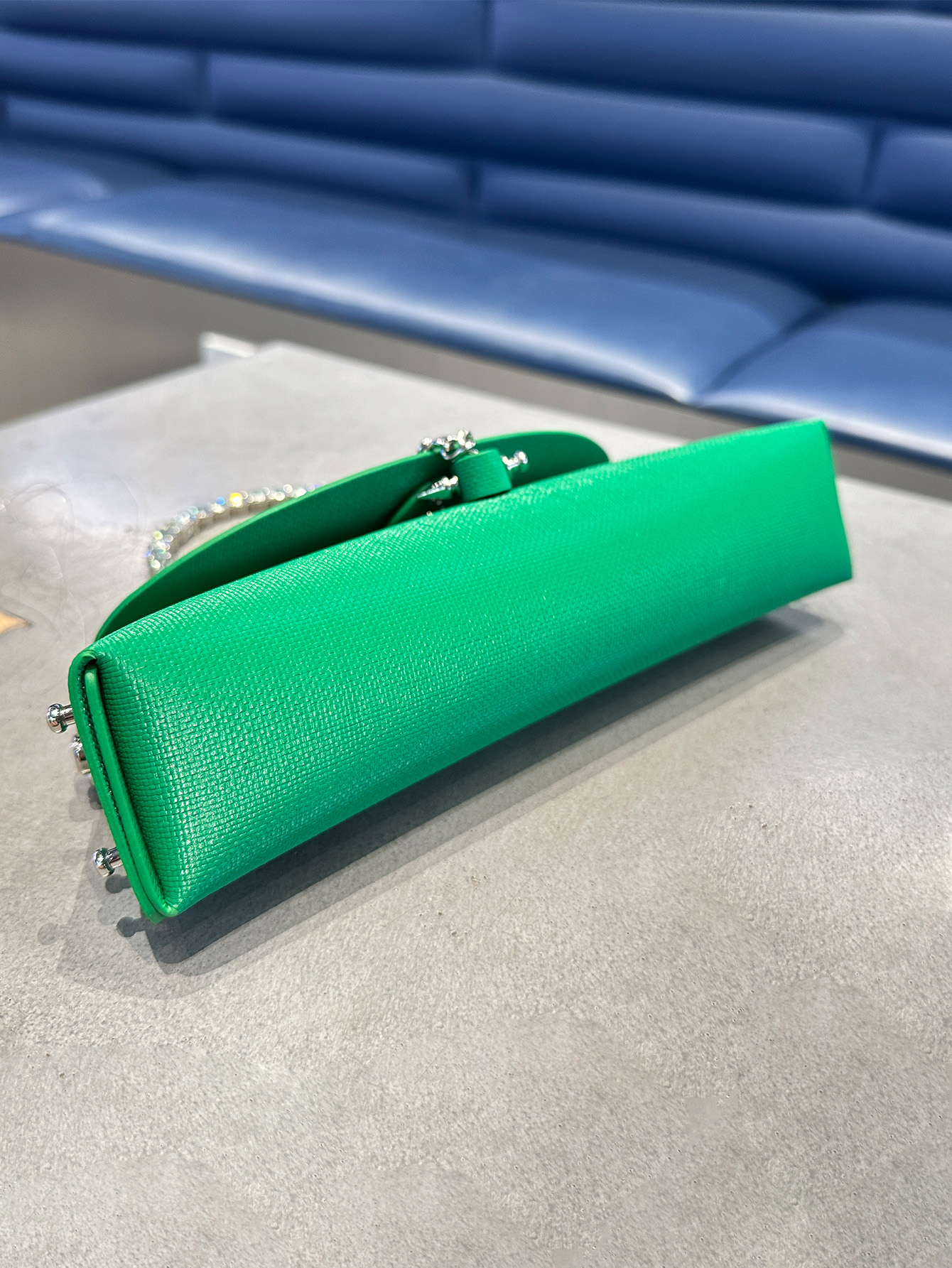 2025 Luxury PU Leather Women's Clutch Bag Handmade Rhinestone Stone Metal Ring Handle Evening Bag