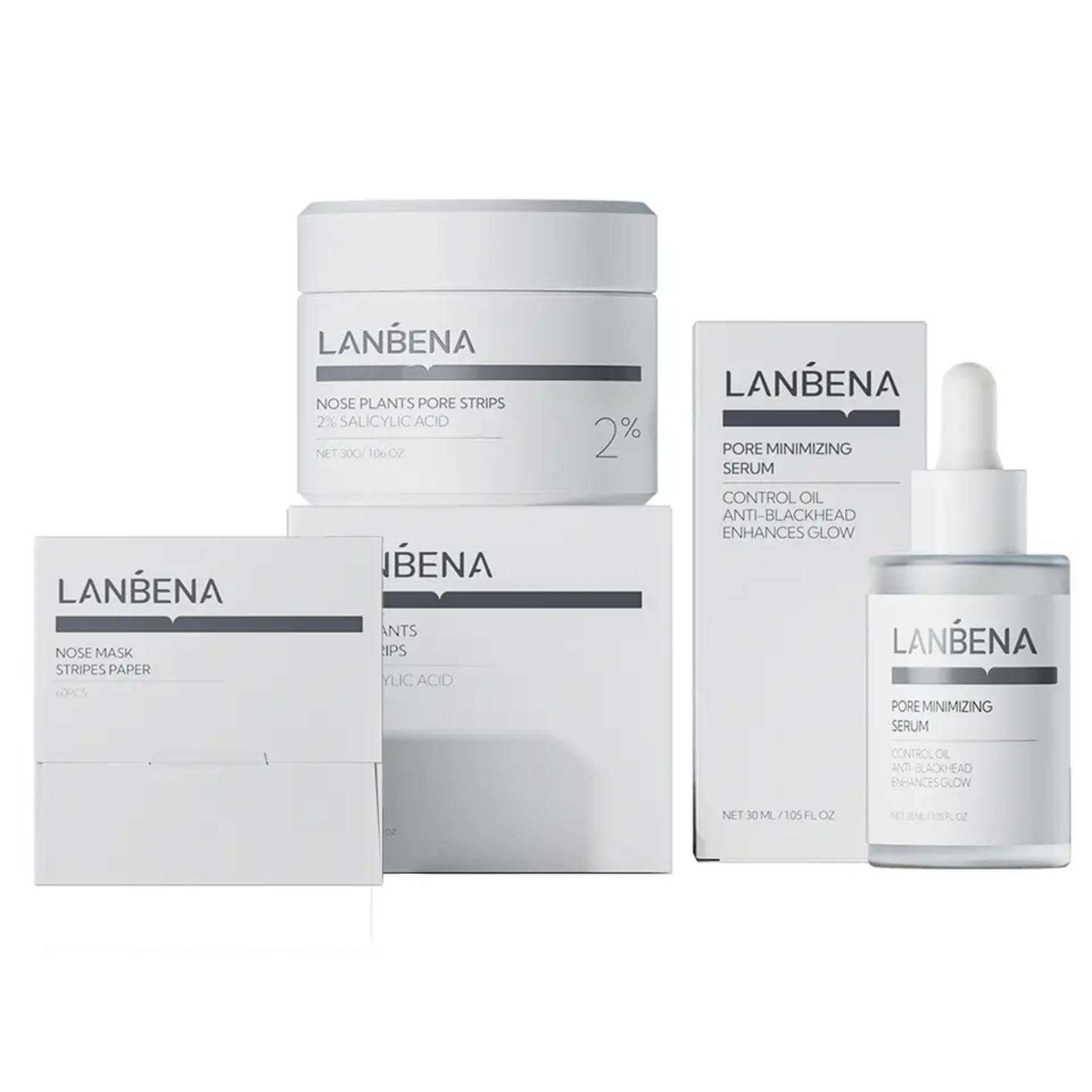 LANBENA Blackhead Removal Serum Kit Pore Shrinking Nose Strips Skin Repair Cream Remove Freckles