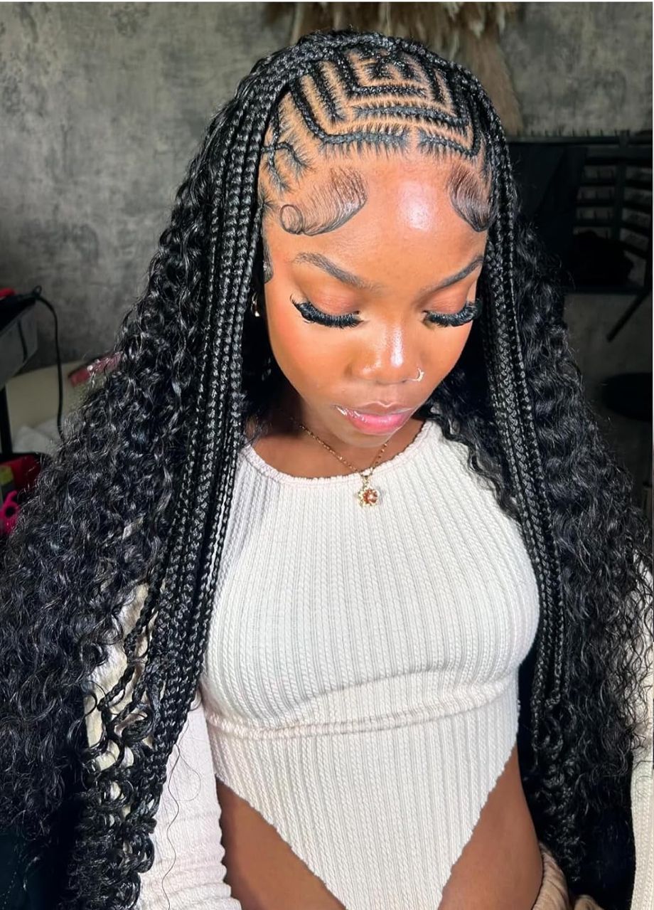 Fulani/ weave in the back and design Conrow in front 