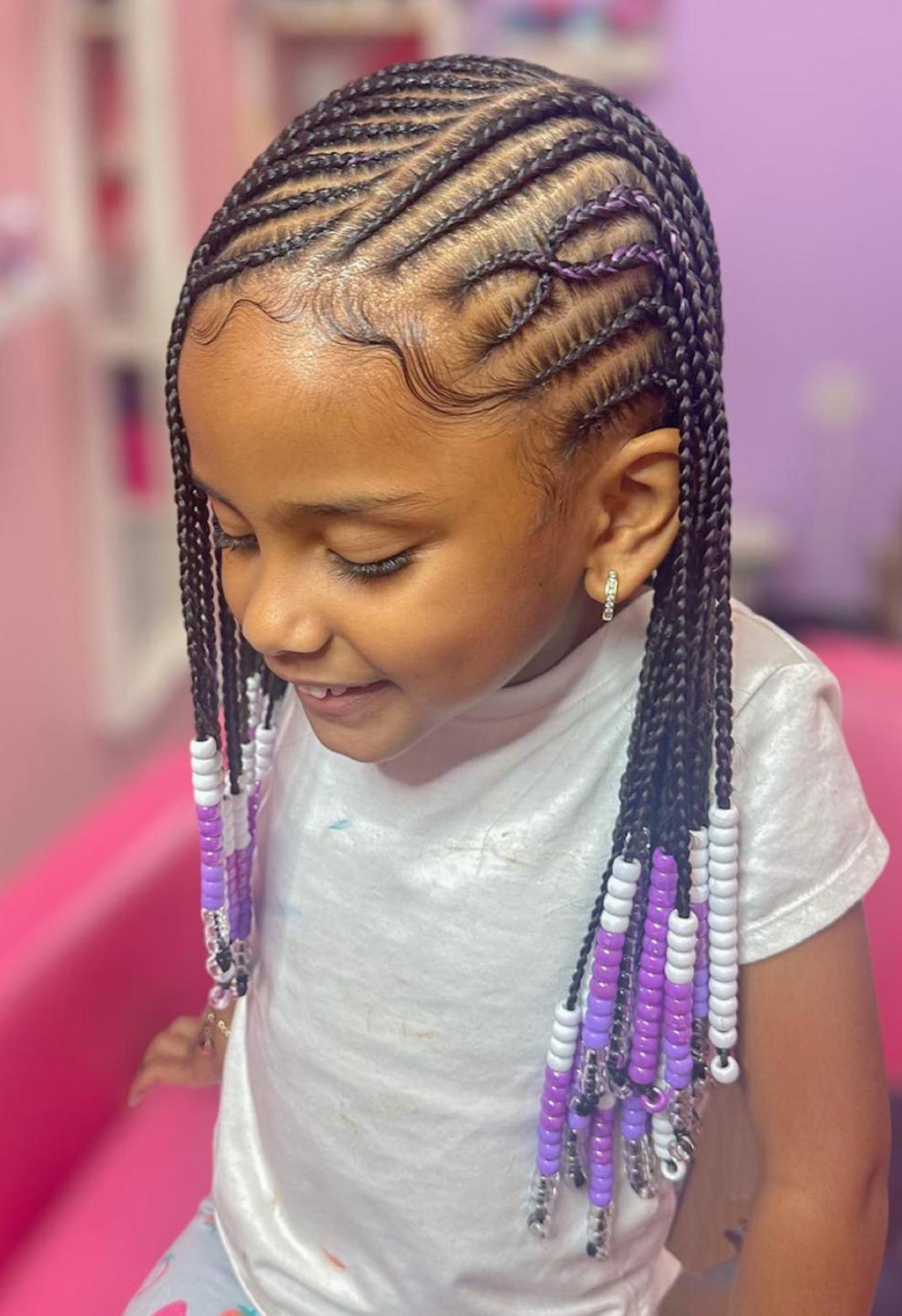 Kids half cornrow half braids 