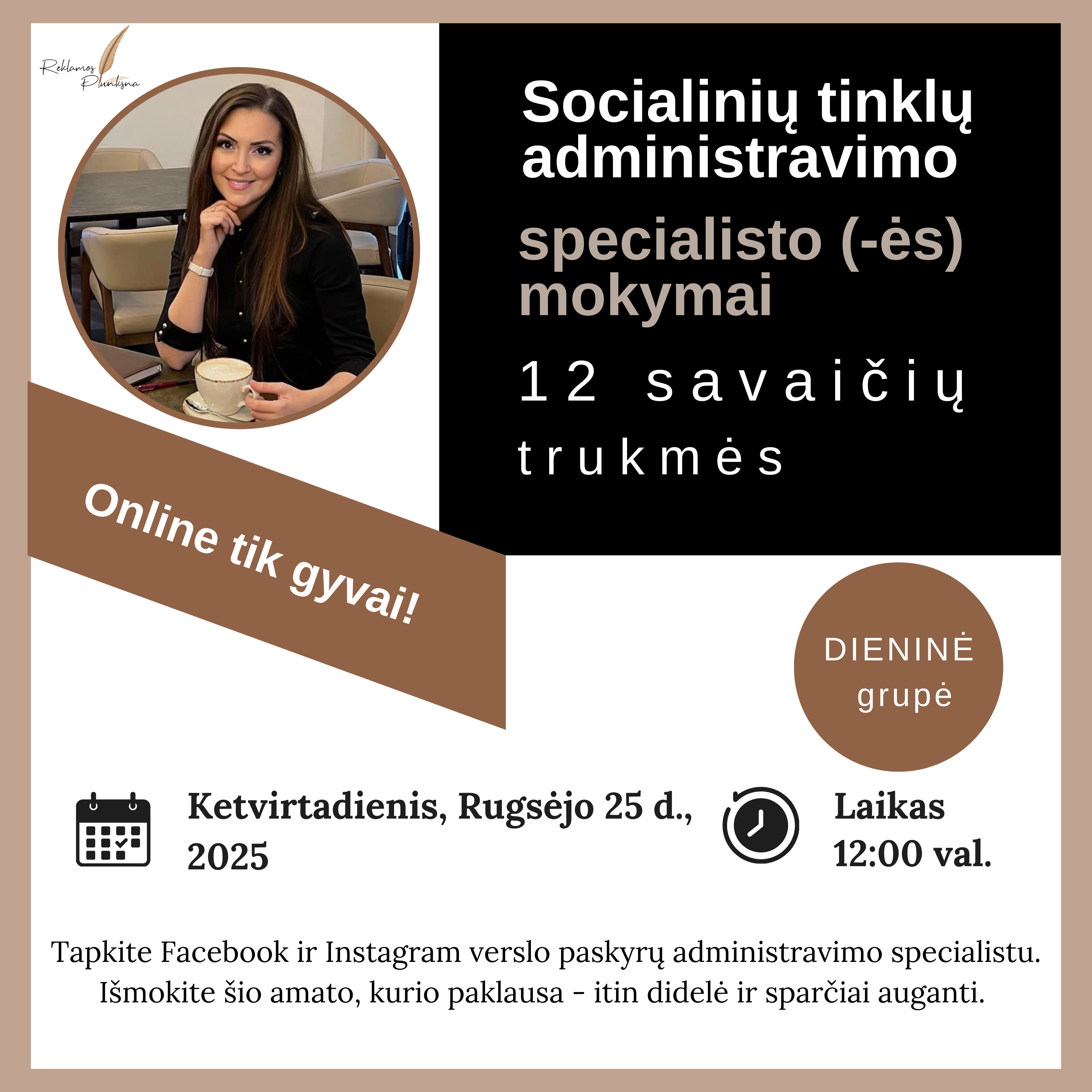 Socialinių tinklų administravimo specialisto (-ės) mokymai (Dieninis kursas)