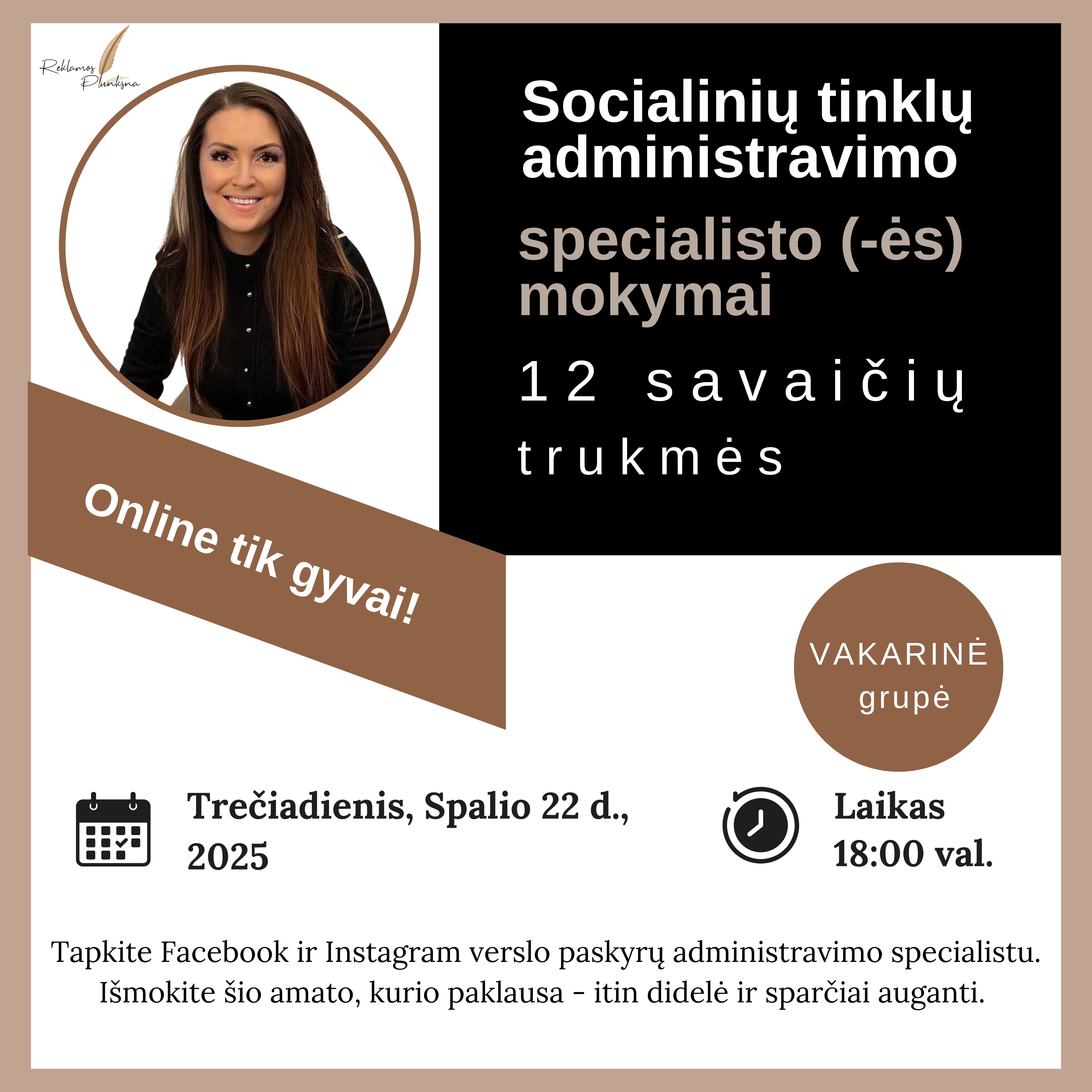 Socialinių tinklų administravimo specialisto (-ės) mokymai (Vakarinis kursas)
