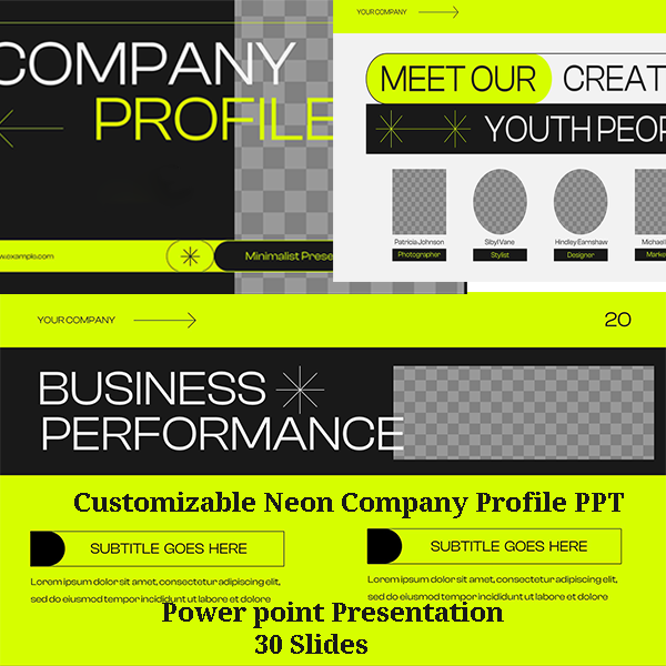 Customizable Neon Company Profile PPT