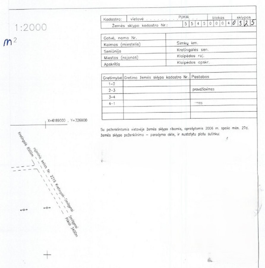 PARDUODAMAS 95A NAMŲ VALDOS PASKIRTIES SKLYPAS KLAIPĖDOS R.