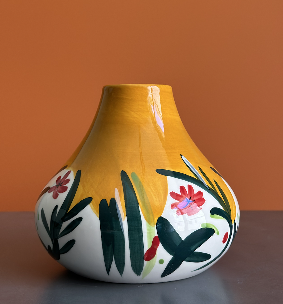 Hand-painted ceramic vase - Orange