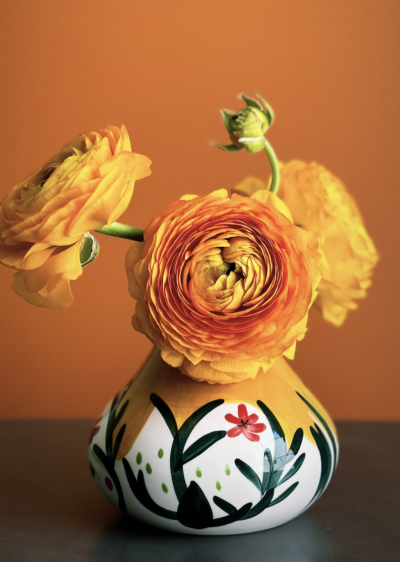 Hand-painted ceramic vase - Orange