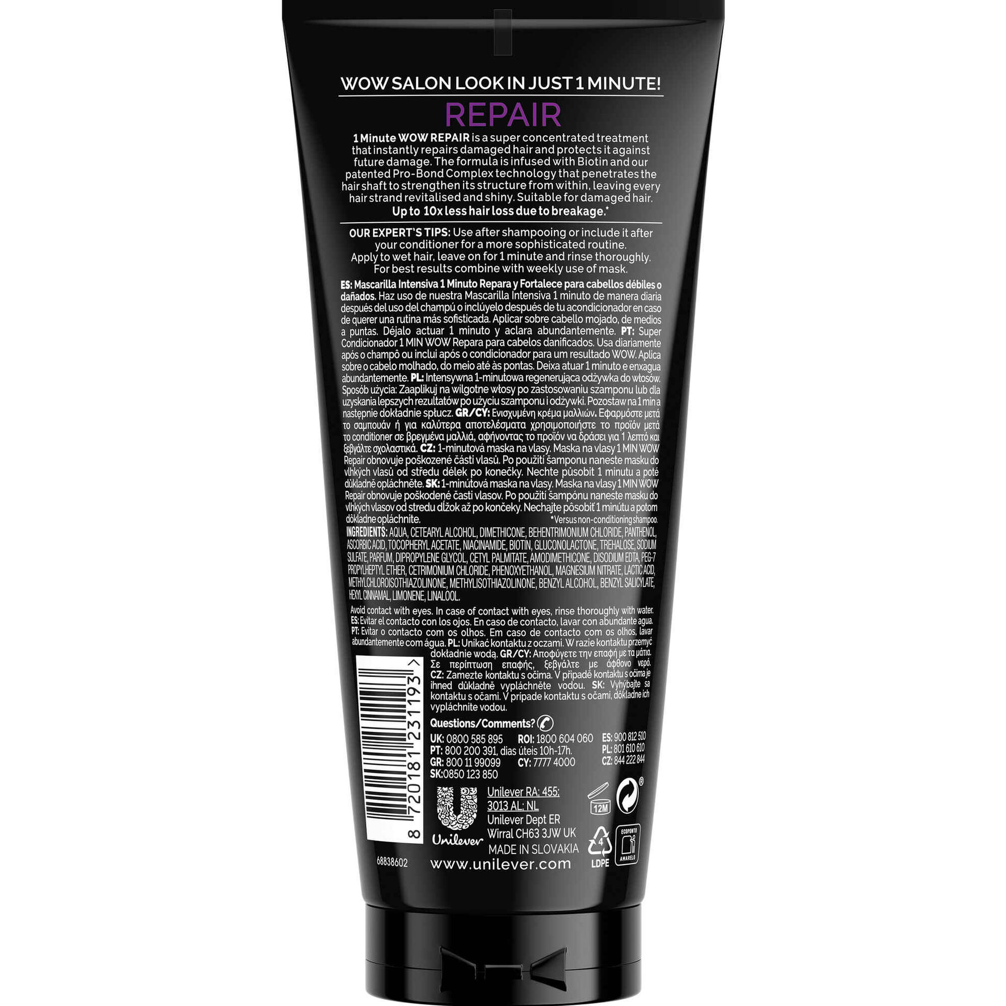 Tratamento Cabelo Intensivo 1 Minute Wow Repair Tresemmé emb. 170 ml