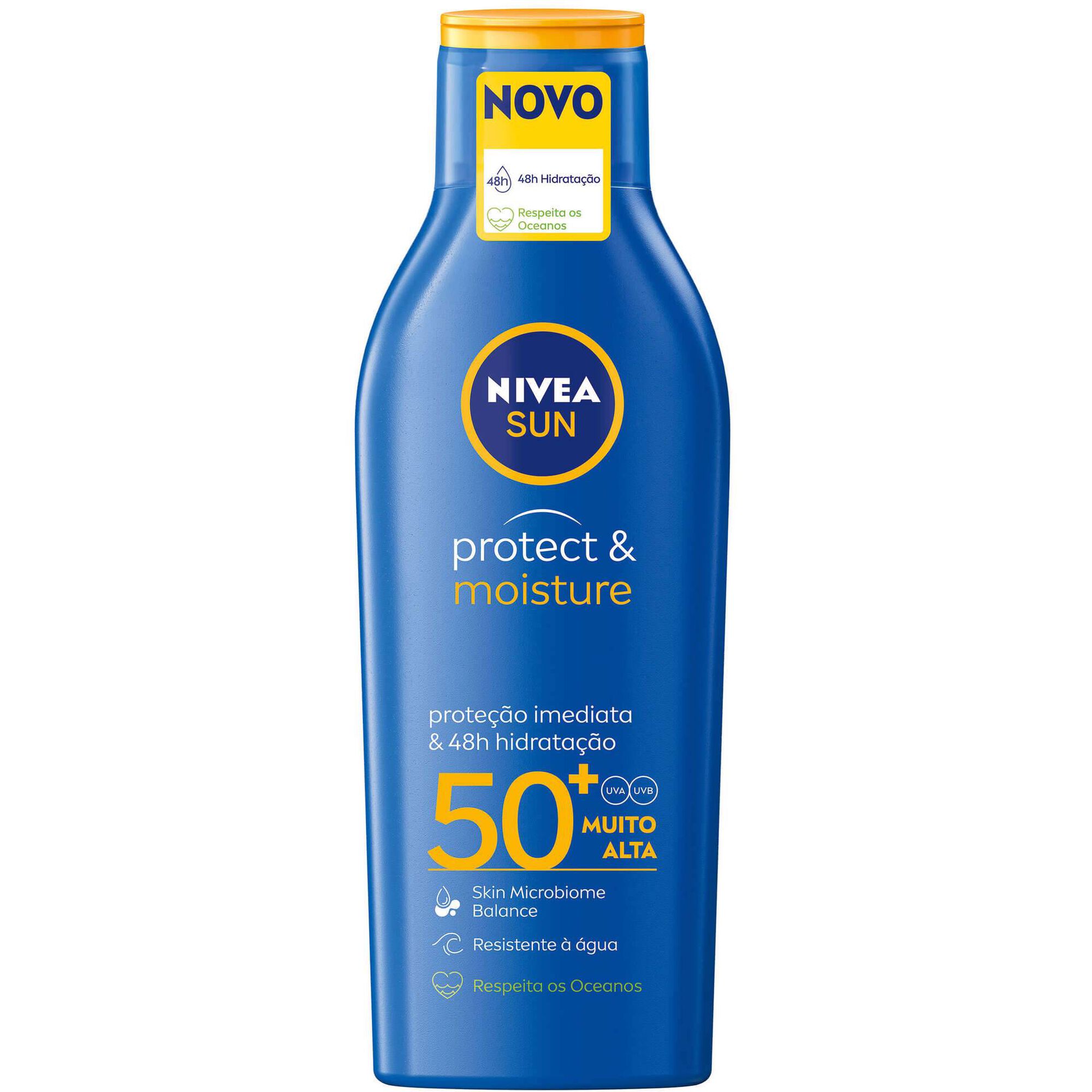 Protetor Solar Loção Protect & Moisture FPS 50+ Nivea Sun emb. 200 ml