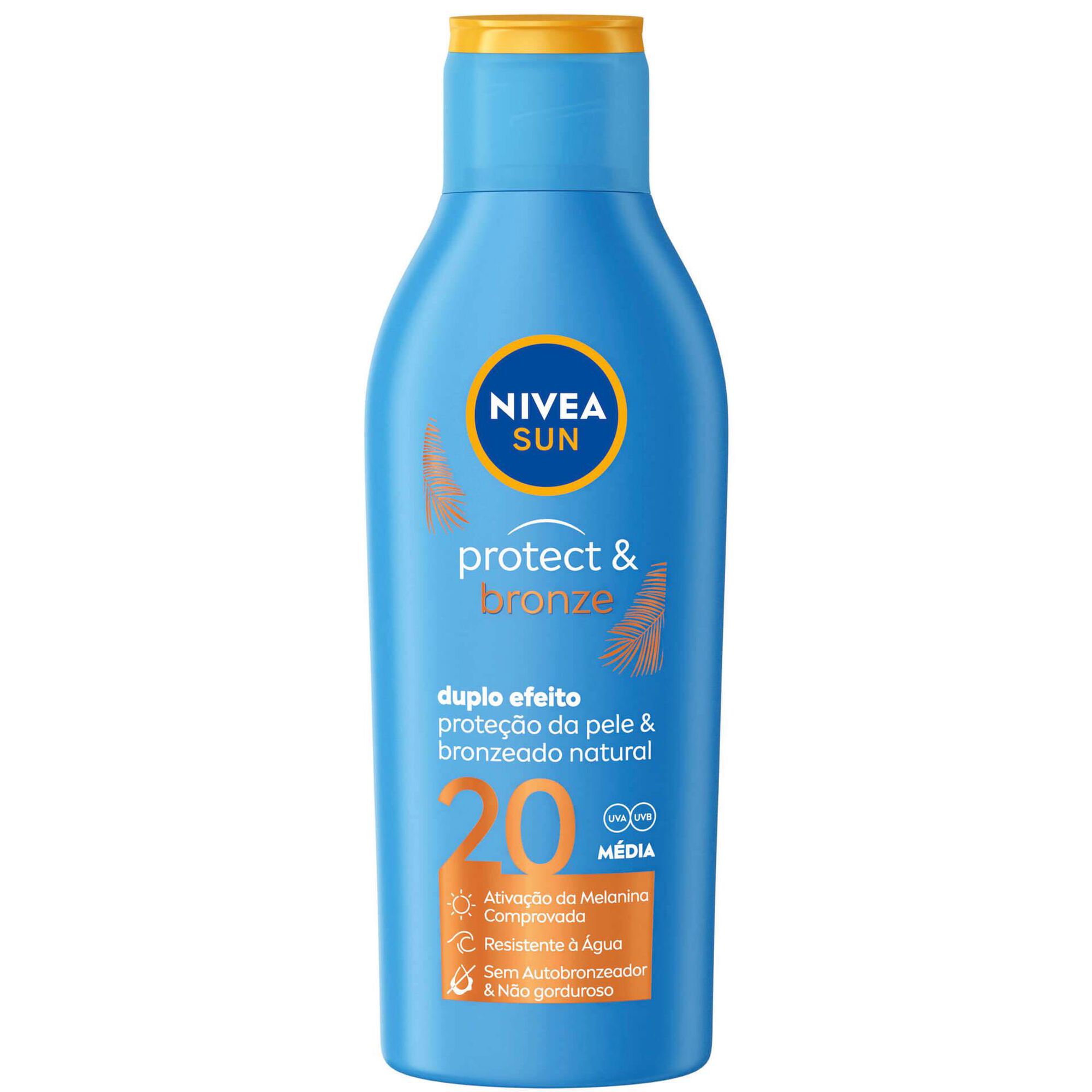 Protetor Solar Loção Protect & Bronze FPS 20    Nivea Sun emb. 200 ml
