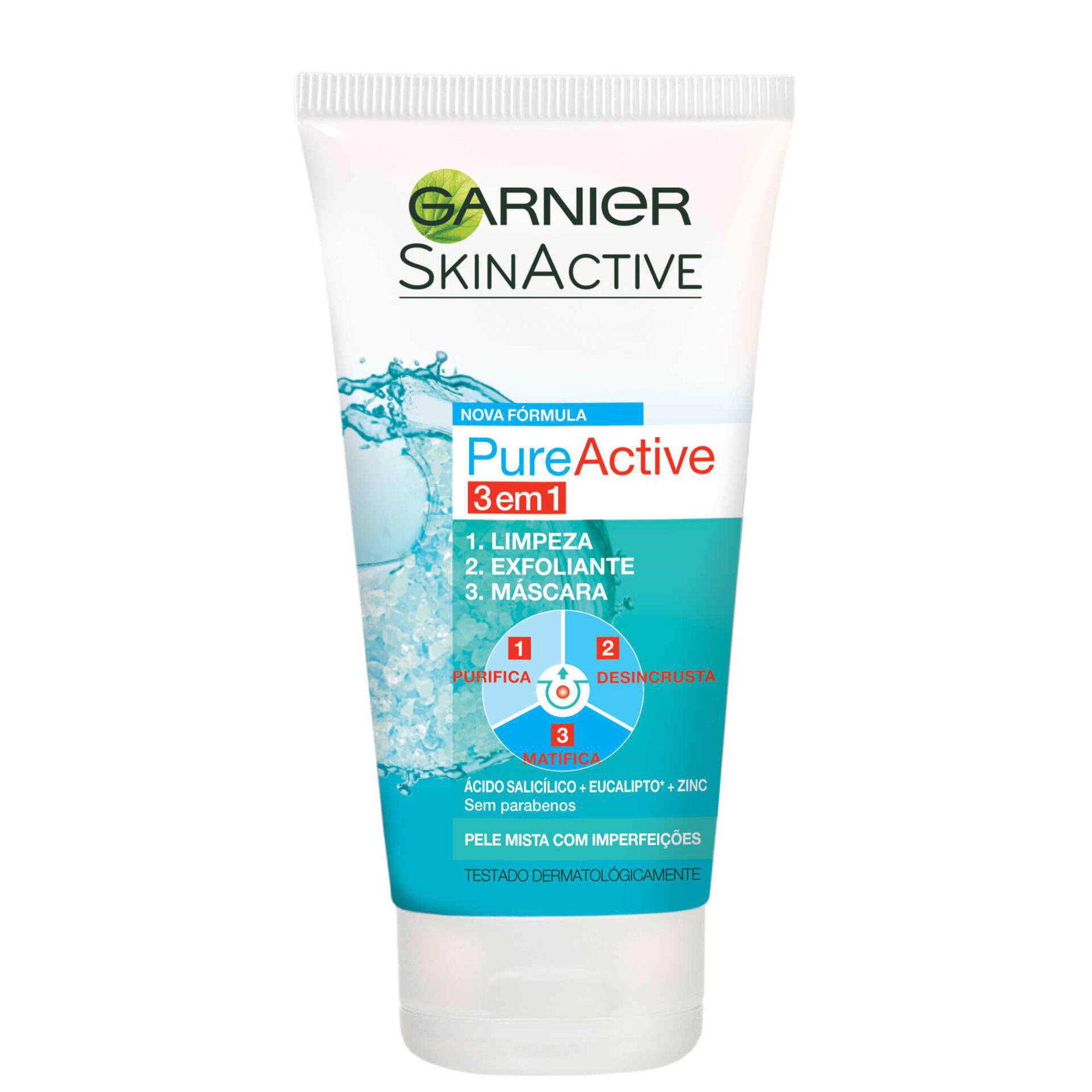 Máscara Facial Pure Active 3 em 1 Garnier emb. 150 ml 