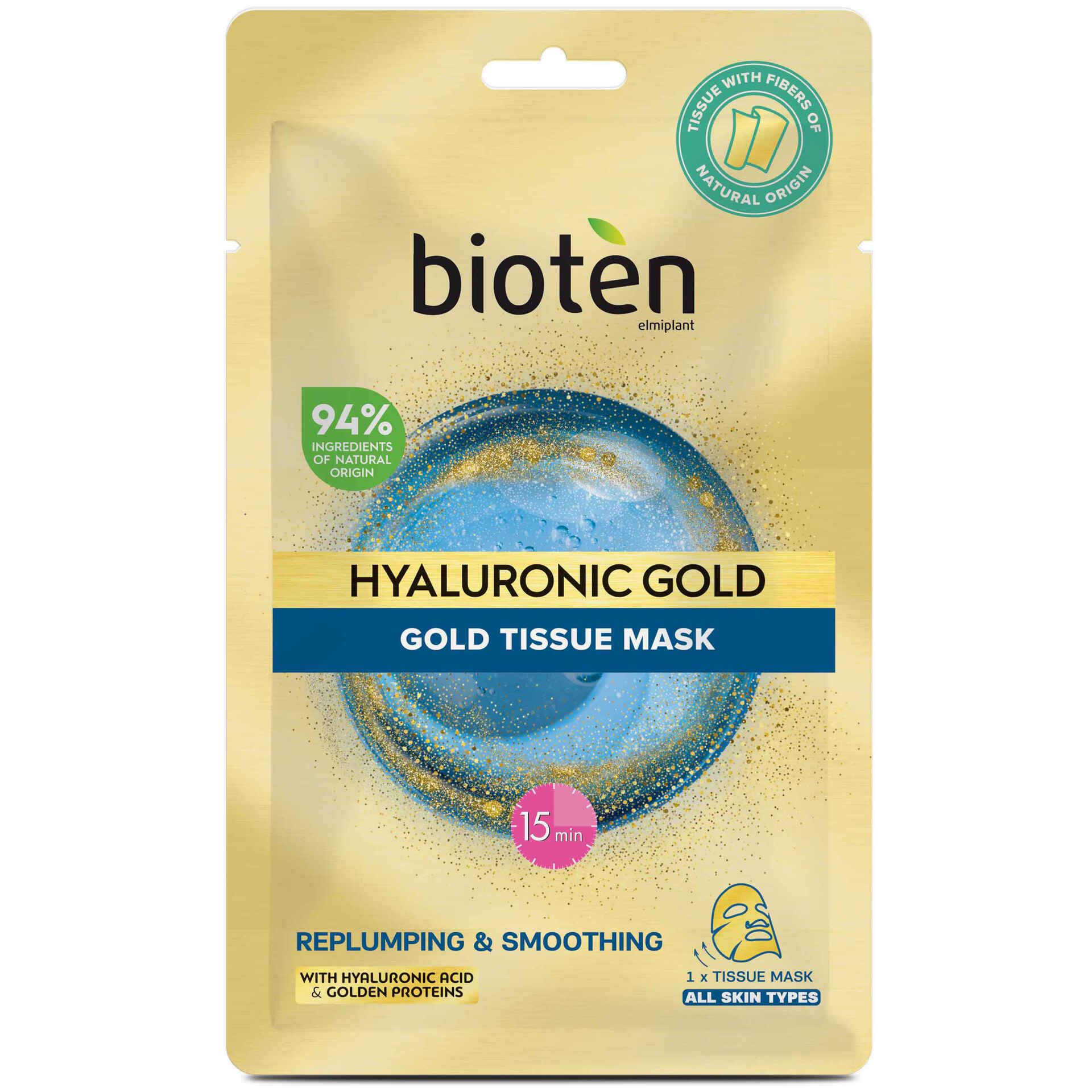 Máscara Facial Hyaluronic Gold Biodegradável Bioten emb. 1 un