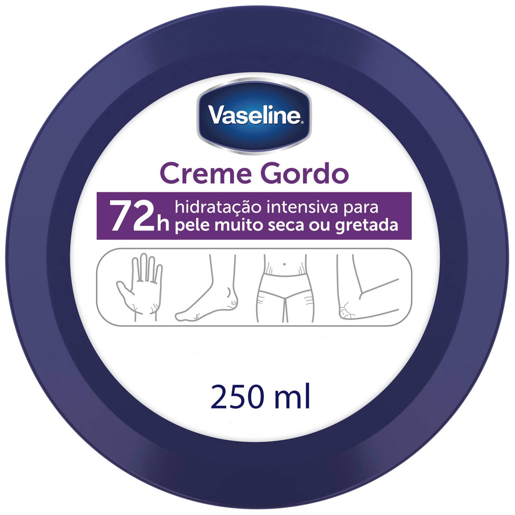 Creme Corporal Gordo 72h Hidratação Intensiva Pele Muito Seca Vaseline emb. 250 ml