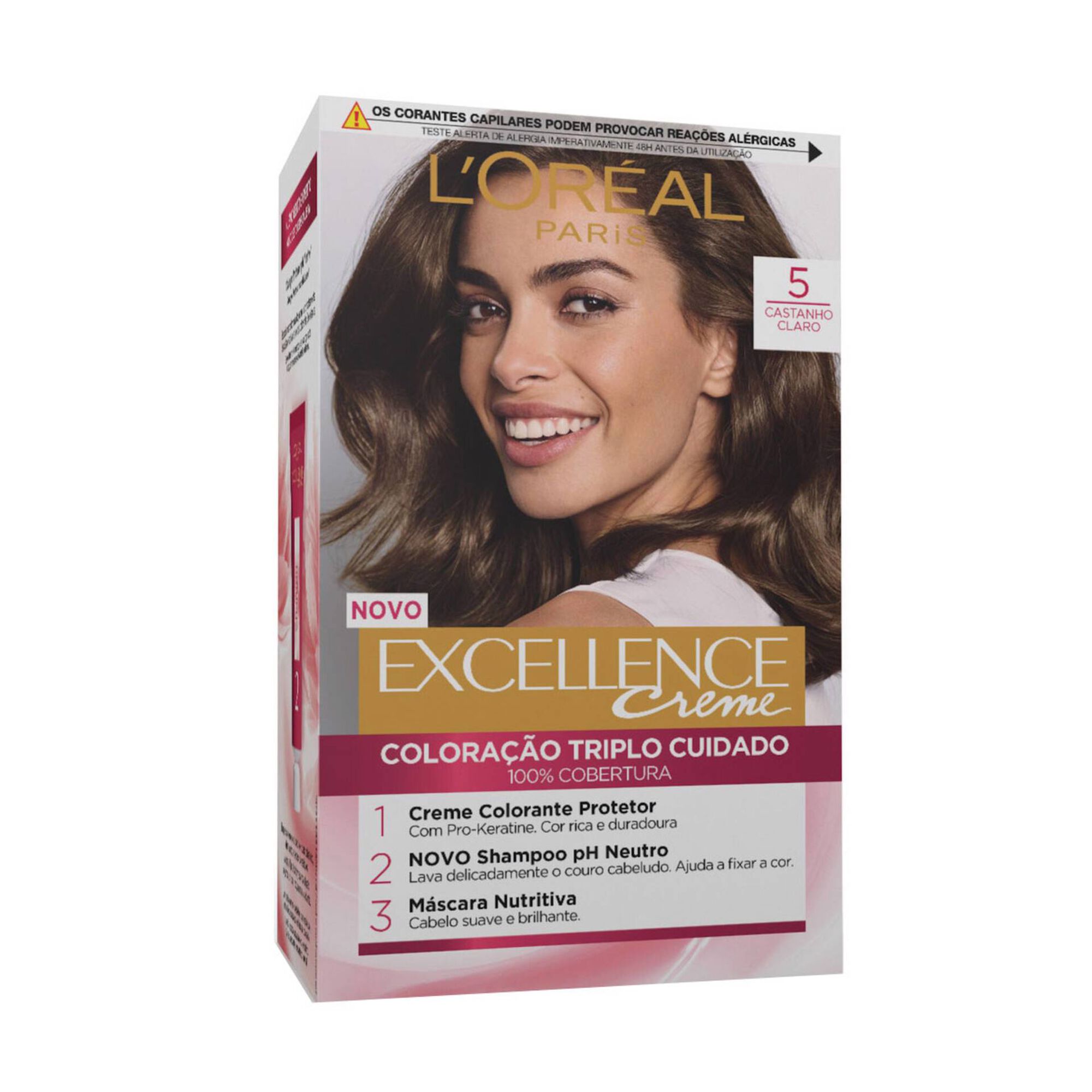 Coloração Permanente Excellence Creme Castanho Claro 5 Excellence L'Oréal Paris emb. 1 un