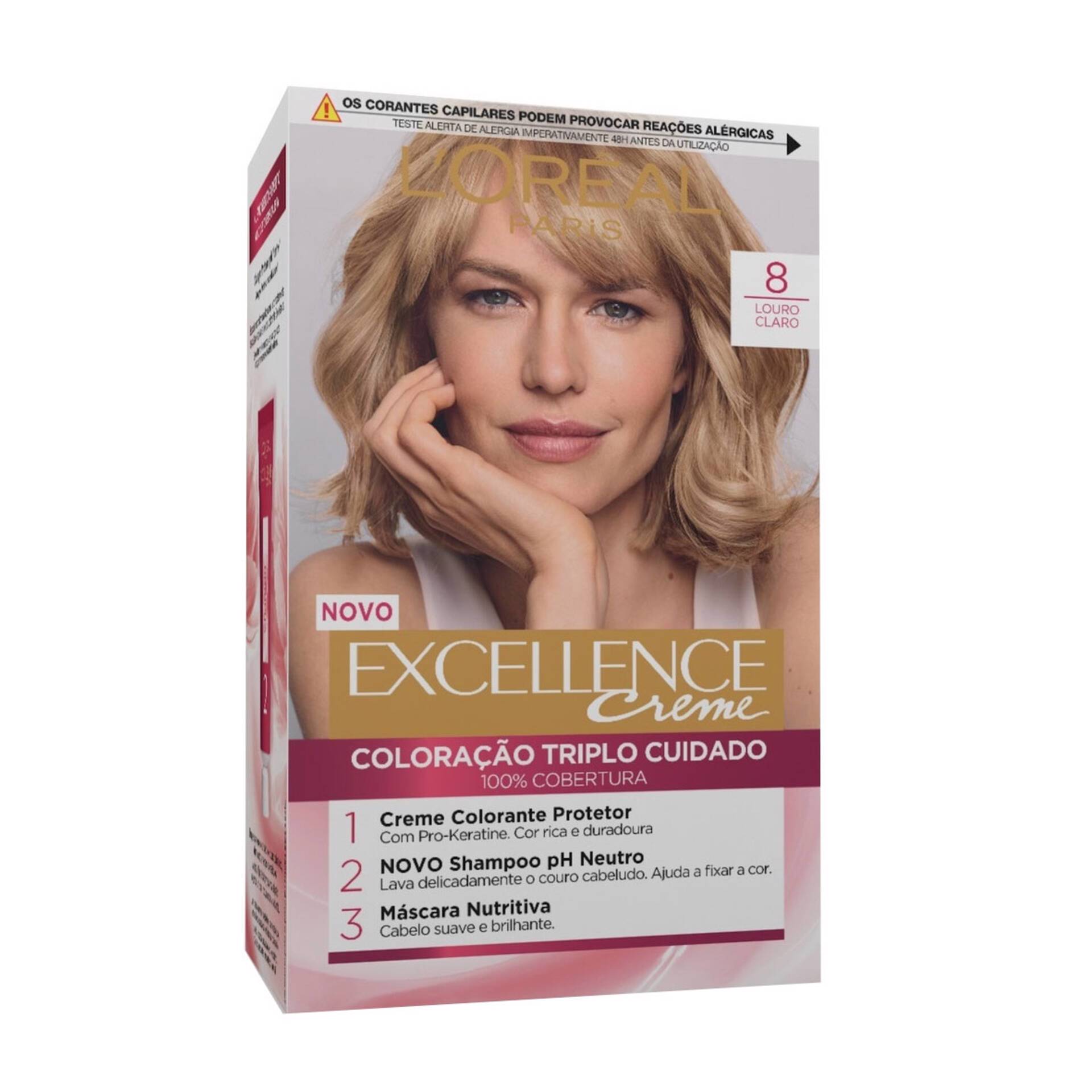 Coloração Permanente Excellence Creme Louro Claro 8 Excellence L'Oréal Paris emb. 1 un