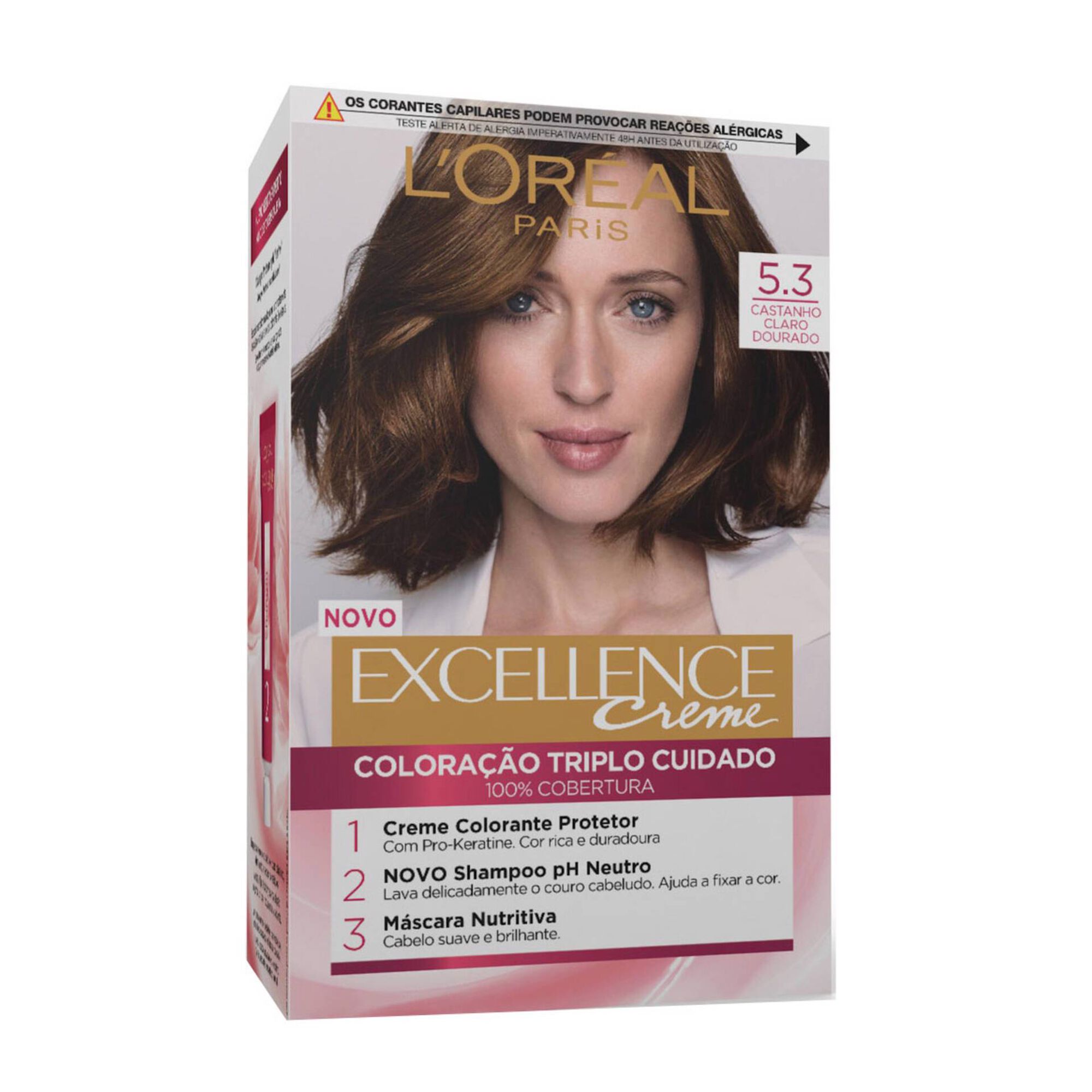 Coloração Permanente Excellence Creme Castanho Claro Dourado 5.3 Excellence L'Oréal Paris emb. 1 un