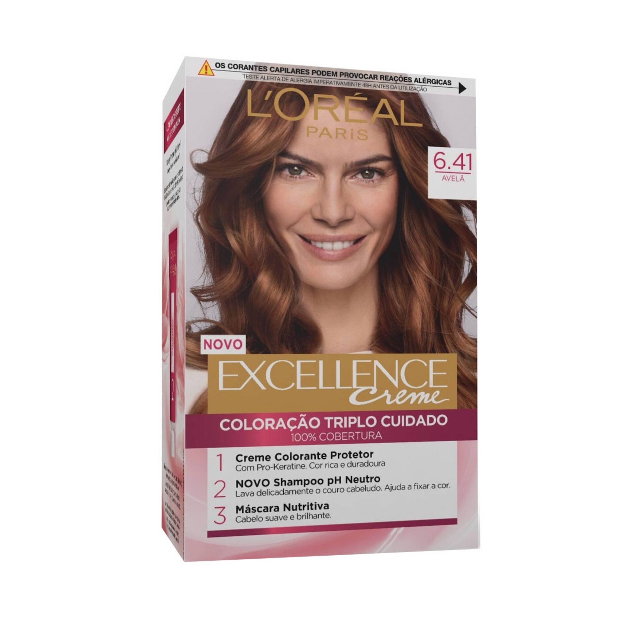 Coloração Permanente Excellence Creme Avelã 6.41 Excellence L'Oréal Paris emb. 1 un