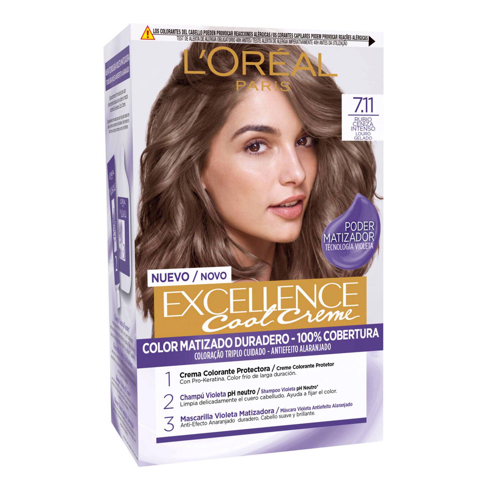 Coloração Permanente Excellence Cool Creme Louro Gelado 7.11 Excellence L'Oréal Paris emb. 1 un