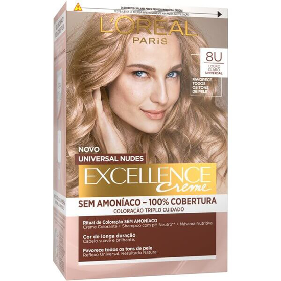 Coloração Permanente Excellence Universal Nudes Louro Claro 8U Excellence L'Oréal Paris emb. 1 un