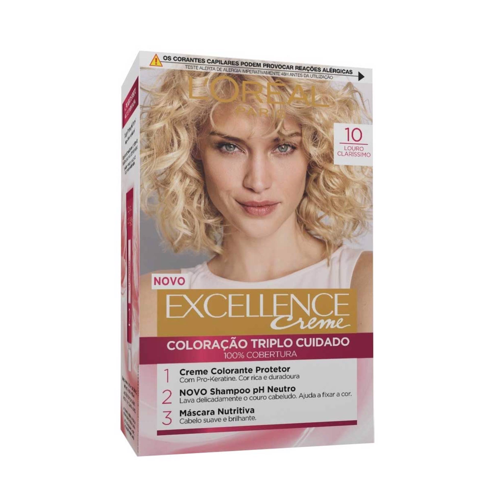 Coloração Permanente Excellence Creme Louro Claríssimo 10 Excellence L'Oréal Paris emb. 1 un